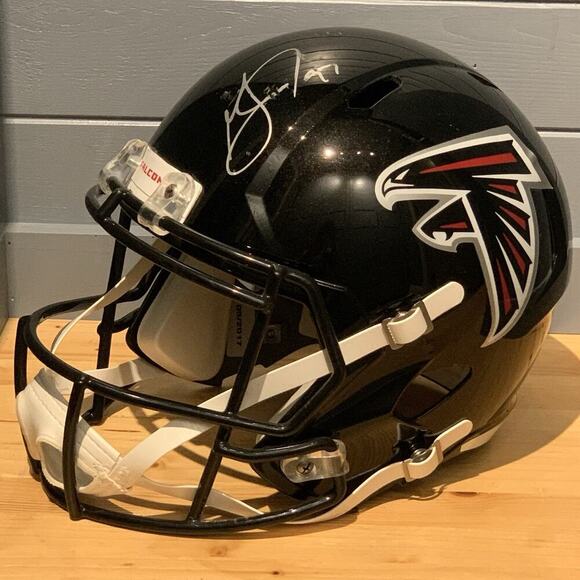 GRADY JARRETT Autographed FULL Size Replica ATLANTA FALCONS Helmet Black 05/2017 - Picture 1 of 12